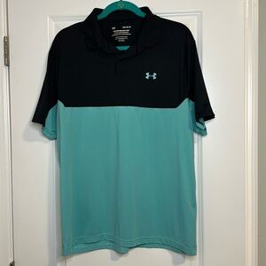 Under Armour performance polo golf shirt men’s size large turquoise navy